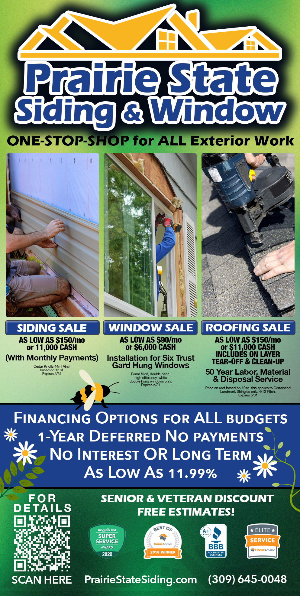 Promotion page for Prairie State Siding & Window
