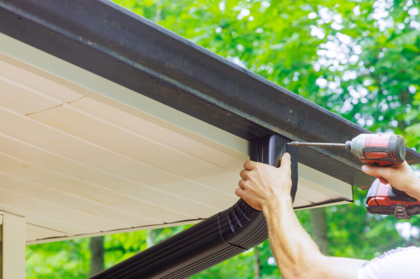 Assembling installing gutter channels on roof of a home, Gutters, Gutter Installation, Gutter Protection